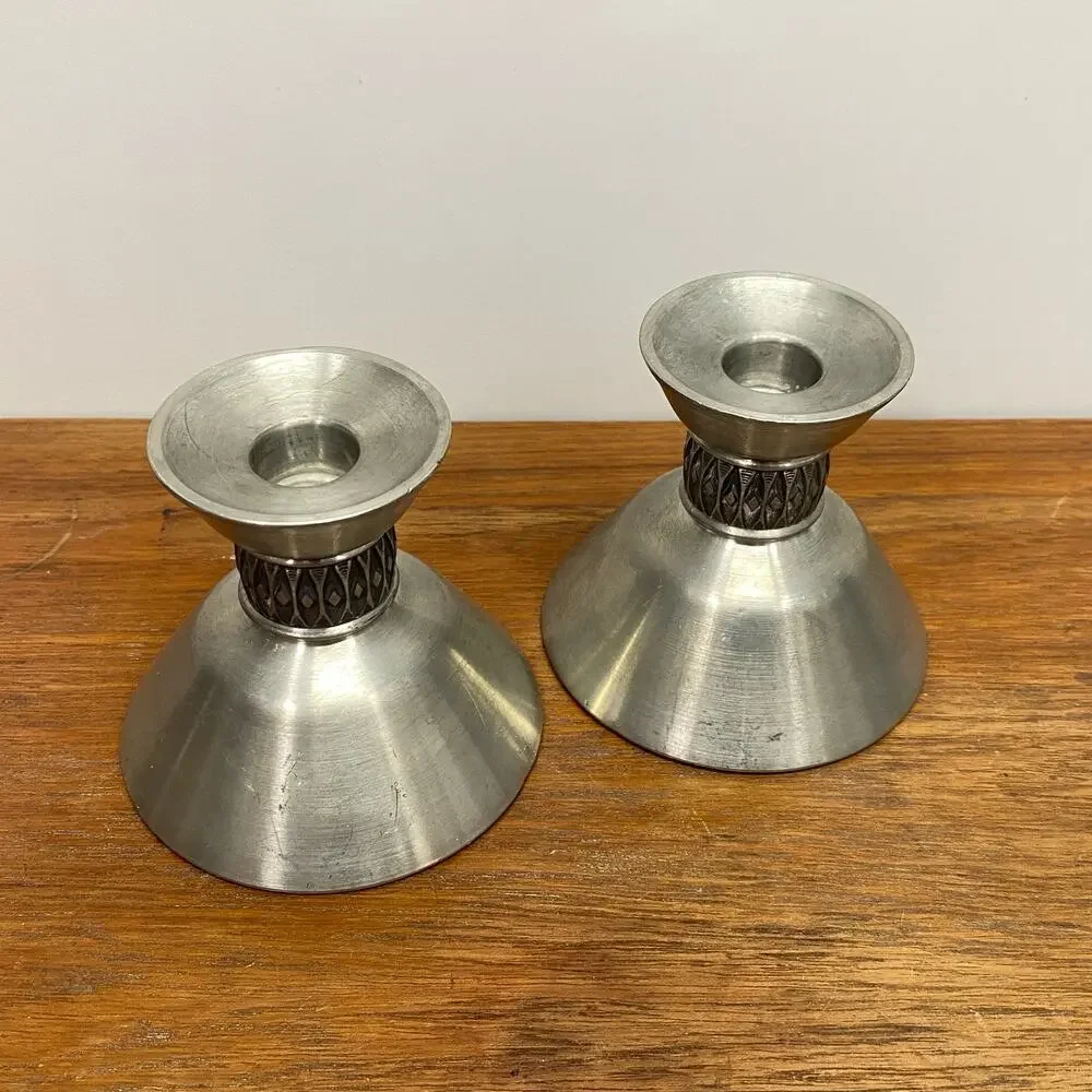 MASTAD Pewter 101 set of 2‎ Taper Candle Stick Holders Candlesticks made Norway